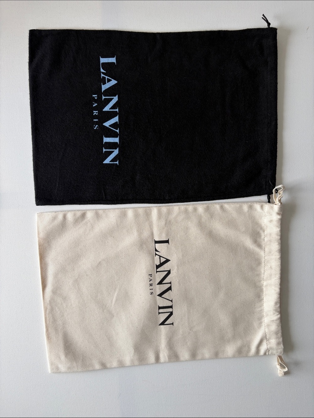 Lanvin Black and Cream Drawstring Dust Bag Set